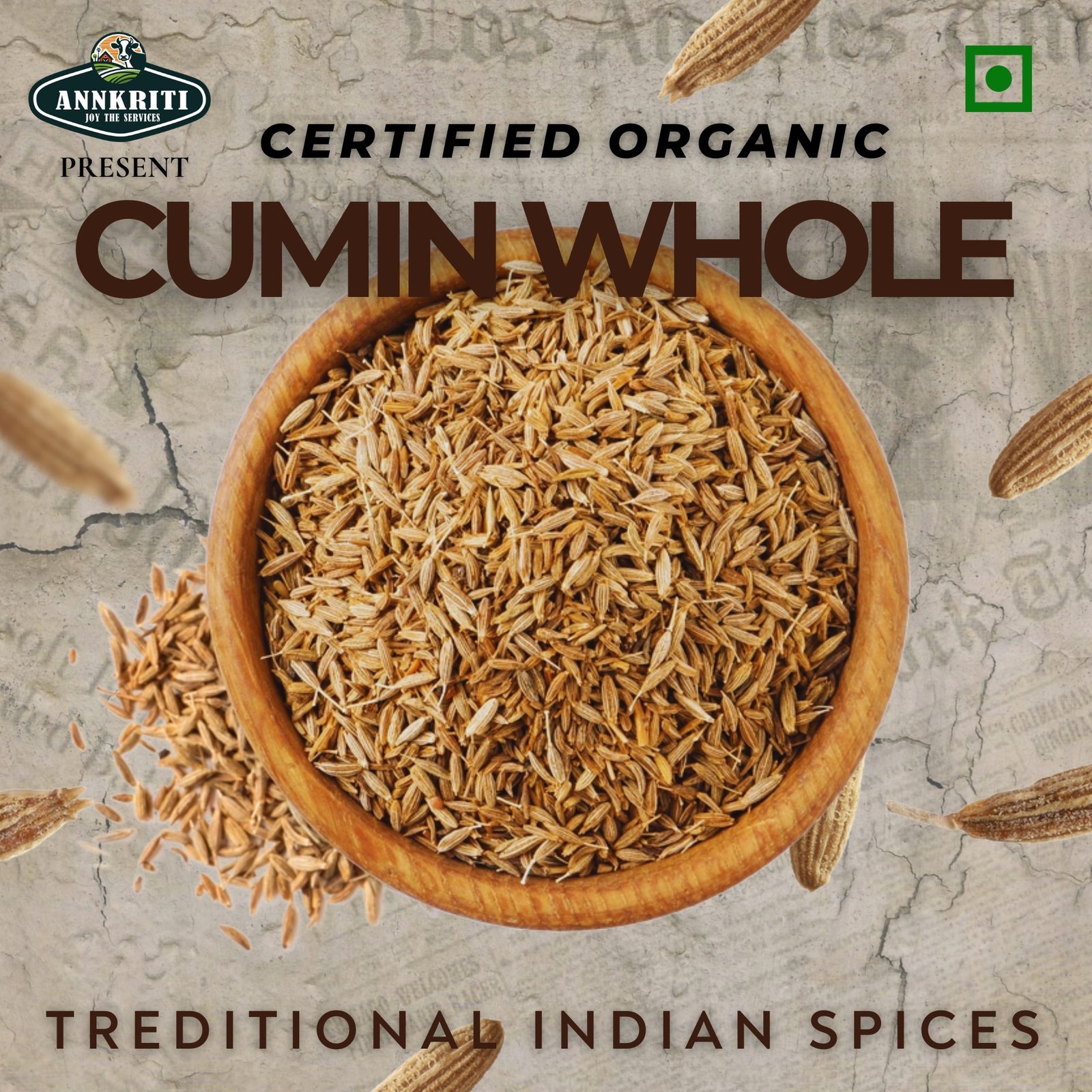 Whole organic cumin seeds by Kesarishalya Industries