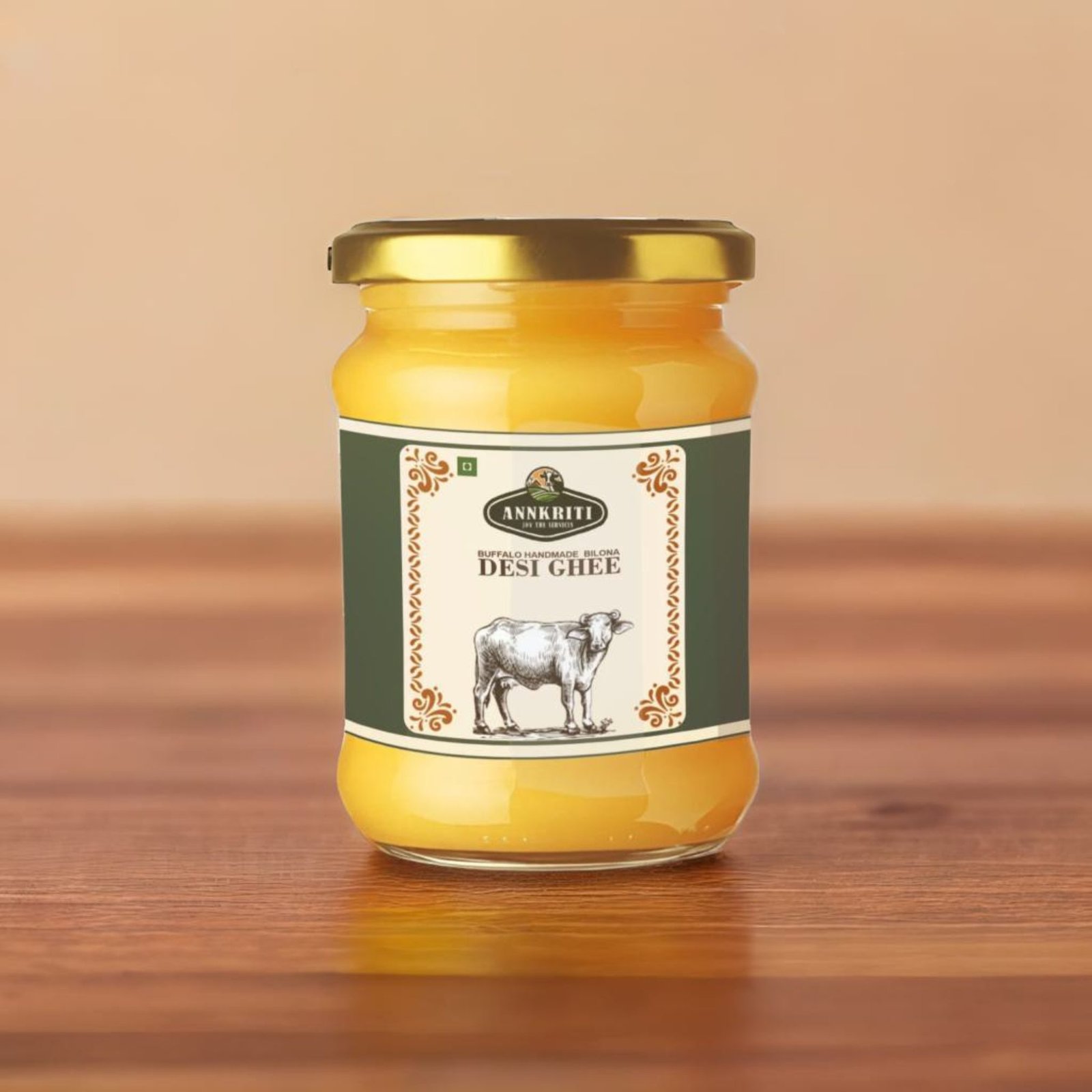 Jar of Buffalo Ballona method organic desi ghee by Kesarishalya Industries Premium FMCG exporters from India