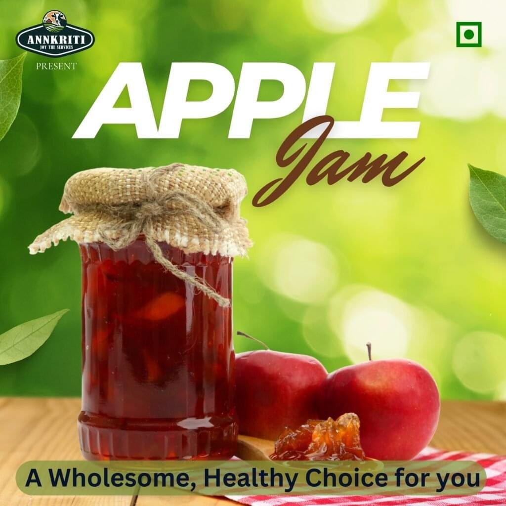 Jar of organic apple jam by Kesarishalya Industries